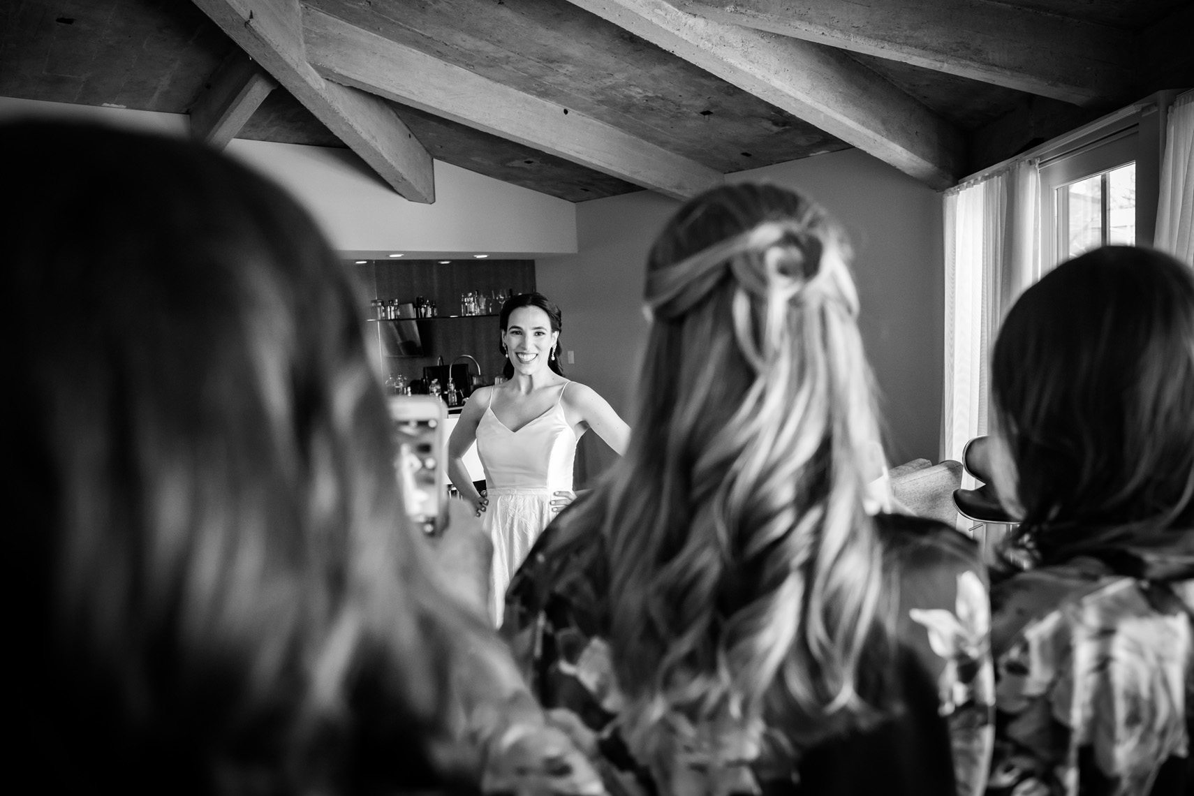 Roundhouse Beacon weddings bride getting ready with bridesmaids